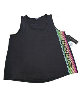bebe Women's Plus Size Side Stripe Racerback Tank Top 1X